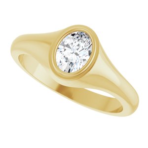 14K Yellow Gold 7x5 mm Oval Bezel-Set Ring Mounting – image 8