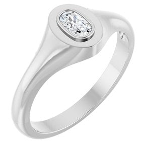 18K White Gold 5x3 mm Elongated Cushion Bezel-Set Ring Mounting