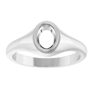 10K White Gold 7x5 mm Oval Bezel-Set Ring Mounting – image 6