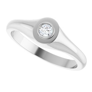 14K White Gold 3.2 mm Round Bezel-Set Ring Mounting – image 8
