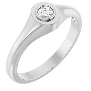 14K White Gold 3.4 mm Round Bezel-Set Ring Mounting