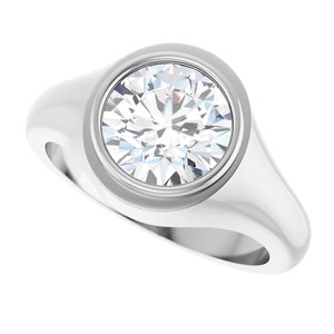 10K White Gold 9 mm Round Bezel-Set Ring Mounting – image 8