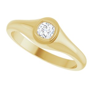 14K Yellow Gold 4x4 mm Cushion Bezel-Set Ring Mounting – image 8