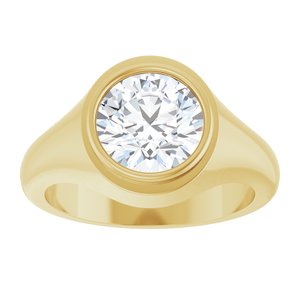 14K Yellow Gold 9 mm Round Bezel-Set Ring Mounting – image 5