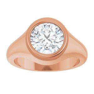14K Rose Gold 9 mm Round Bezel-Set Ring Mounting – image 5