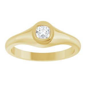 14K Yellow Gold 4x4 mm Cushion Bezel-Set Ring Mounting – image 5