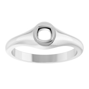 10K White Gold 4x4 mm Cushion Bezel-Set Ring Mounting – image 6