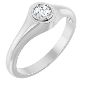 18K White Gold 4.1 mm Round Bezel-Set Ring Mounting