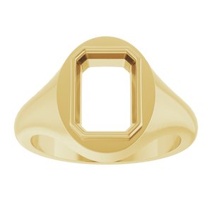 10K Yellow Gold 10x7 mm Emerald Bezel-Set Ring Mounting – image 6