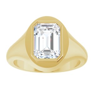 10K Yellow Gold 10x7 mm Emerald Bezel-Set Ring Mounting – image 5