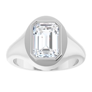 10K White Gold 10x7 mm Emerald Bezel-Set Ring Mounting – image 5