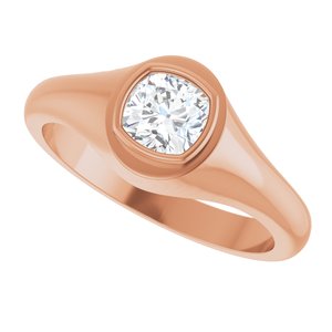 10K Rose Gold 5.5x5.5 mm Cushion Bezel-Set Ring Mounting – image 8