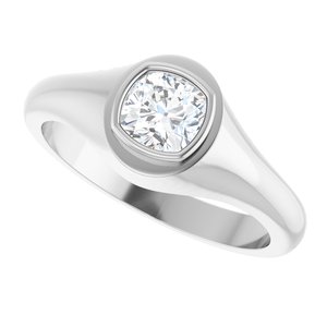 18K White Gold 5.5x5.5 mm Cushion Bezel-Set Ring Mounting – image 8
