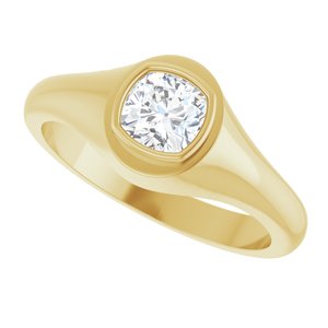 18K Yellow Gold 5.5x5.5 mm Cushion Bezel-Set Ring Mounting – image 8