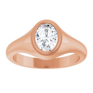 18K Rose Gold 8x6 mm Oval Bezel-Set Ring Mounting – image 5
