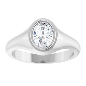 14K White Gold 8x6 mm Oval Bezel-Set Ring Mounting – image 5