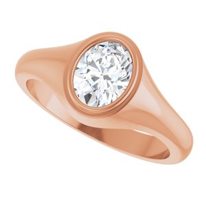 10K Rose Gold 8x6 mm Oval Bezel-Set Ring Mounting – image 8