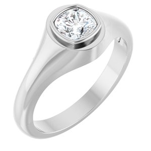 Platinum 5.5x5.5 mm Cushion Bezel-Set Ring Mounting