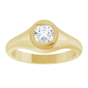 18K Yellow Gold 5.5x5.5 mm Cushion Bezel-Set Ring Mounting – image 5