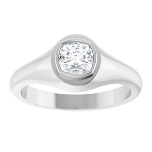 10K White Gold 5.5x5.5 mm Cushion Bezel-Set Ring Mounting – image 5