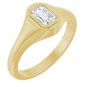18K Yellow Gold 6x4 mm Emerald Bezel-Set Ring Mounting