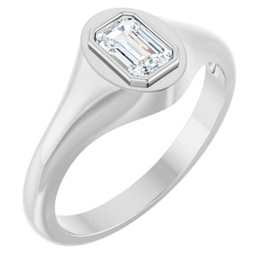 Sterling Silver 6x4 mm Emerald Bezel-Set Ring Mounting