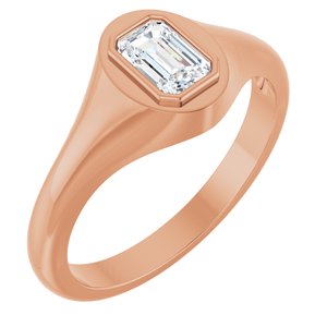 14K Rose Gold 6x4 mm Emerald Bezel-Set Ring Mounting