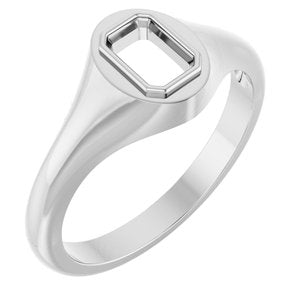 Sterling Silver 6x4 mm Emerald Bezel-Set Ring Mounting – image 2