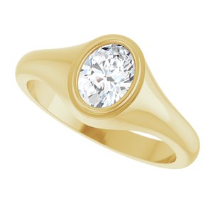 14K Yellow Gold 7.5x5.5 mm Oval Bezel-Set Ring Mounting – image 8