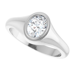 10K White Gold 7.5x5.5 mm Oval Bezel-Set Ring Mounting – image 8