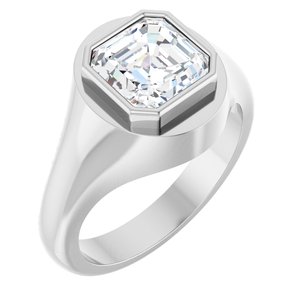 Continuum Sterling Silver 8x8 mm Asscher Bezel-Set Ring Mounting