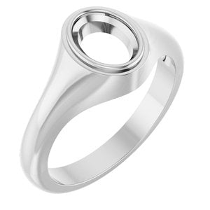 18K White Gold 8x6 mm Oval Bezel-Set Ring Mounting – image 2