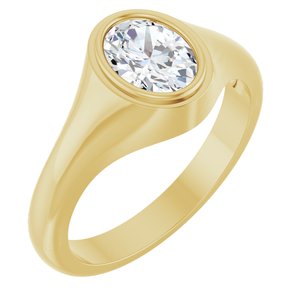 14K Yellow Gold 8x6 mm Oval Bezel-Set Ring Mounting