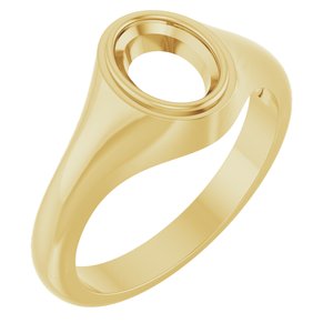 14K Yellow Gold 8x6 mm Oval Bezel-Set Ring Mounting – image 2