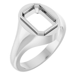 14K X1 White Gold 10x7 mm Emerald Bezel-Set Ring Mounting – image 2