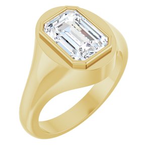 10K Yellow Gold 10x7 mm Emerald Bezel-Set Ring Mounting