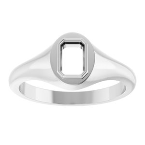18K White Gold 6x4 mm Emerald Bezel-Set Ring Mounting – image 6