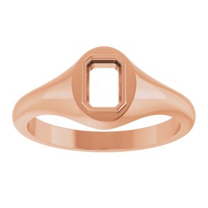 18K Rose Gold 6x4 mm Emerald Bezel-Set Ring Mounting – image 6
