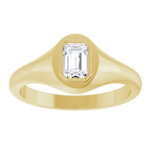 18K Yellow Gold 6x4 mm Emerald Bezel-Set Ring Mounting – image 5