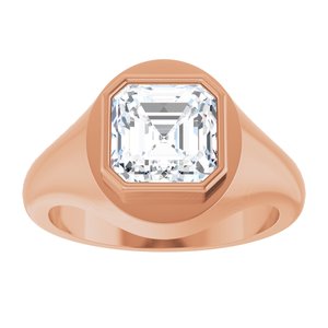 14K Rose Gold 8x8 mm Asscher Bezel-Set Ring Mounting – image 5