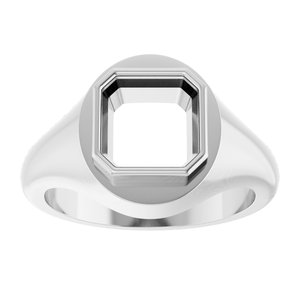 14K X1 White Gold 8x8 mm Asscher Bezel-Set Ring Mounting – image 6