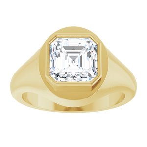 18K Yellow Gold 8x8 mm Asscher Bezel-Set Ring Mounting – image 5