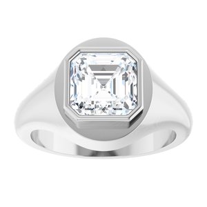 Platinum 8x8 mm Asscher Bezel-Set Ring Mounting – image 5