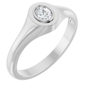 18K White Gold 4.5x3.5 mm Oval Bezel-Set Ring Mounting