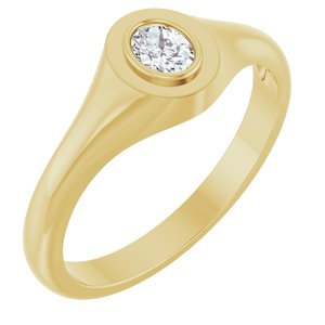 14K Yellow Gold 4.5x3.5 mm Oval Bezel-Set Ring Mounting