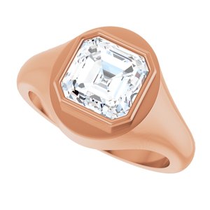 18K Rose Gold 8x8 mm Asscher Bezel-Set Ring Mounting – image 8