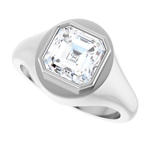 Sterling Silver 8x8 mm Asscher Bezel-Set Ring Mounting – image 8