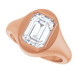 10K Rose Gold 10x7 mm Emerald Bezel-Set Ring Mounting – image 8