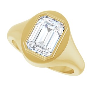 10K Yellow Gold 10x7 mm Emerald Bezel-Set Ring Mounting – image 8