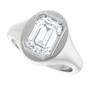 14K X1 White Gold 10x7 mm Emerald Bezel-Set Ring Mounting – image 8